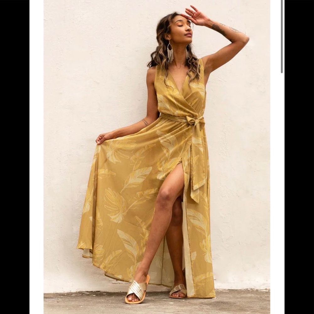 Joyfolie Mariam Dress in Honey Palm